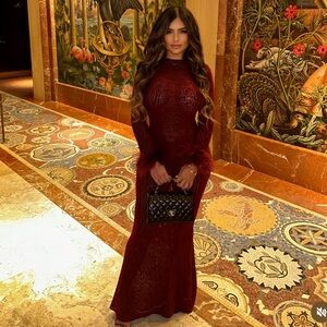 Miss Circle Burgundy Long Sleeve Dress